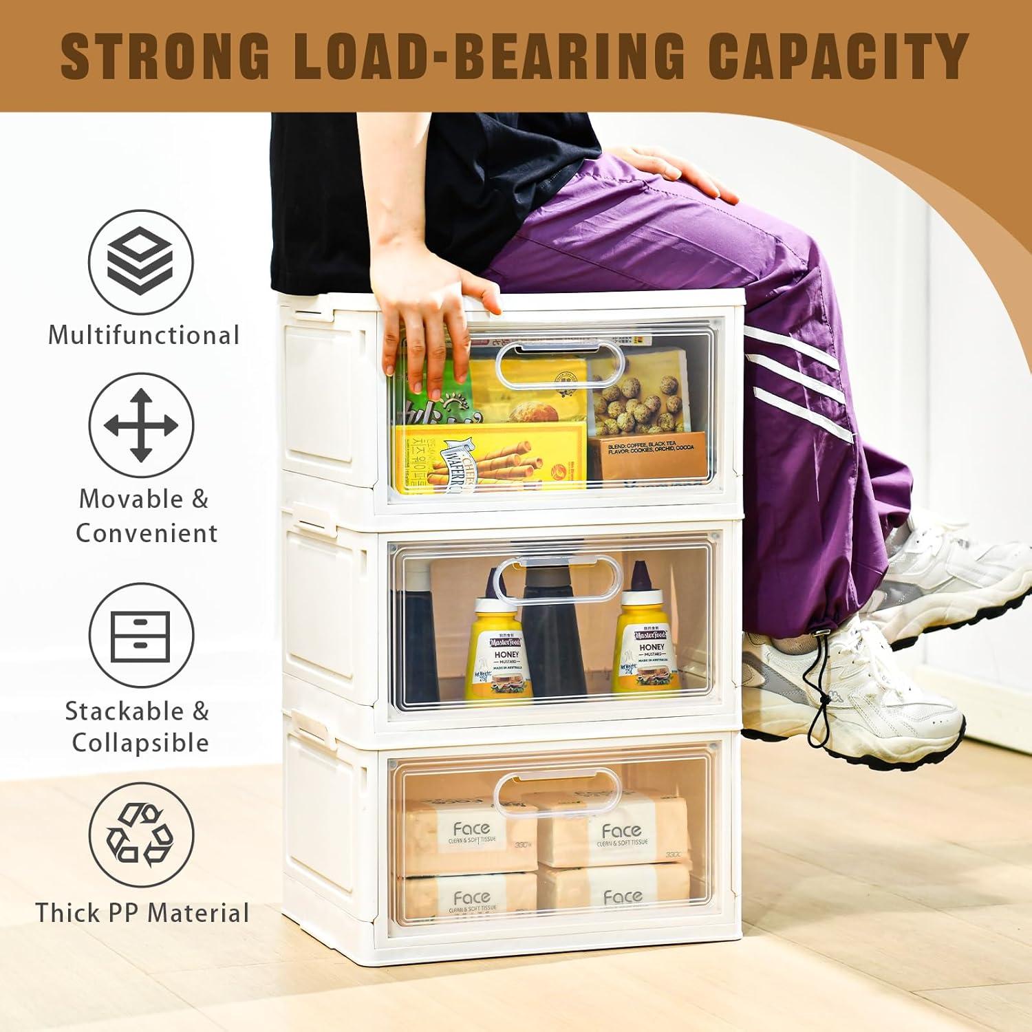 image10 Pack Closet Organizers and StorageClear Stackable Plastic Storage Bins with Lids Magnetic DoorsClothes Organizers and StoragePlastic Craft Containers for Wardrobe Kitchen Bathroom OfficeNon Clear 4pack