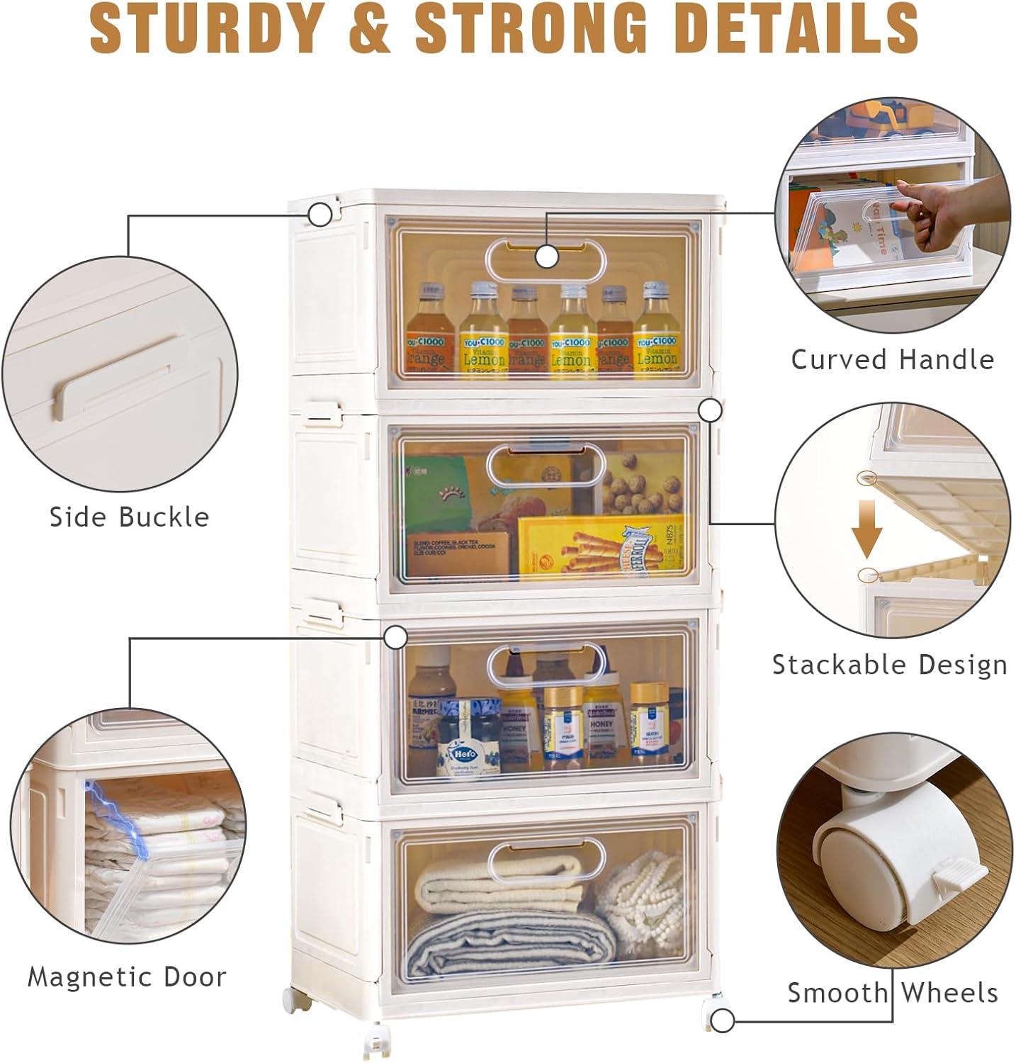 image10 Pack Closet Organizers and StorageClear Stackable Plastic Storage Bins with Lids Magnetic DoorsClothes Organizers and StoragePlastic Craft Containers for Wardrobe Kitchen Bathroom OfficeNon Clear 4pack