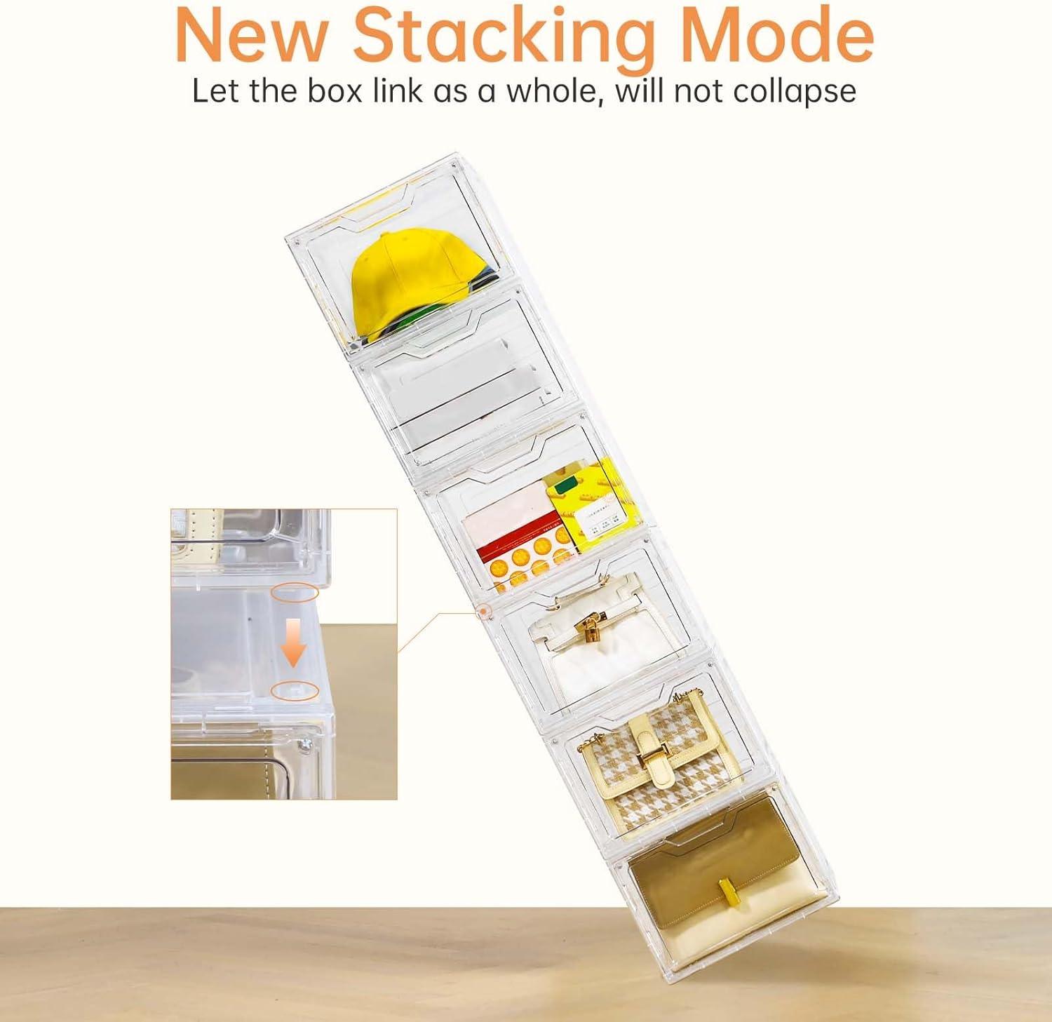 image10 Pack Closet Organizers and StorageClear Stackable Plastic Storage Bins with Lids Magnetic DoorsClothes Organizers and StoragePlastic Craft Containers for Wardrobe Kitchen Bathroom OfficeClear 10Pack