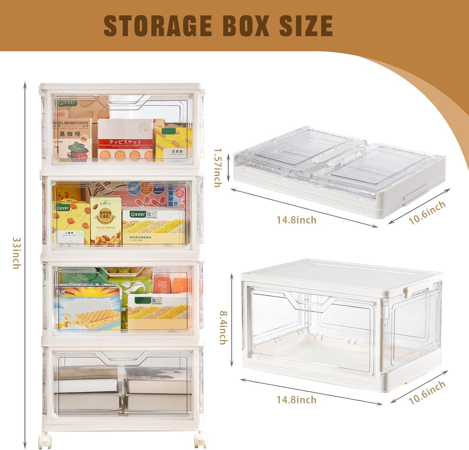 image10 Pack Closet Organizers and StorageClear Stackable Plastic Storage Bins with Lids Magnetic DoorsClothes Organizers and StoragePlastic Craft Containers for Wardrobe Kitchen Bathroom OfficeClear 4Pack