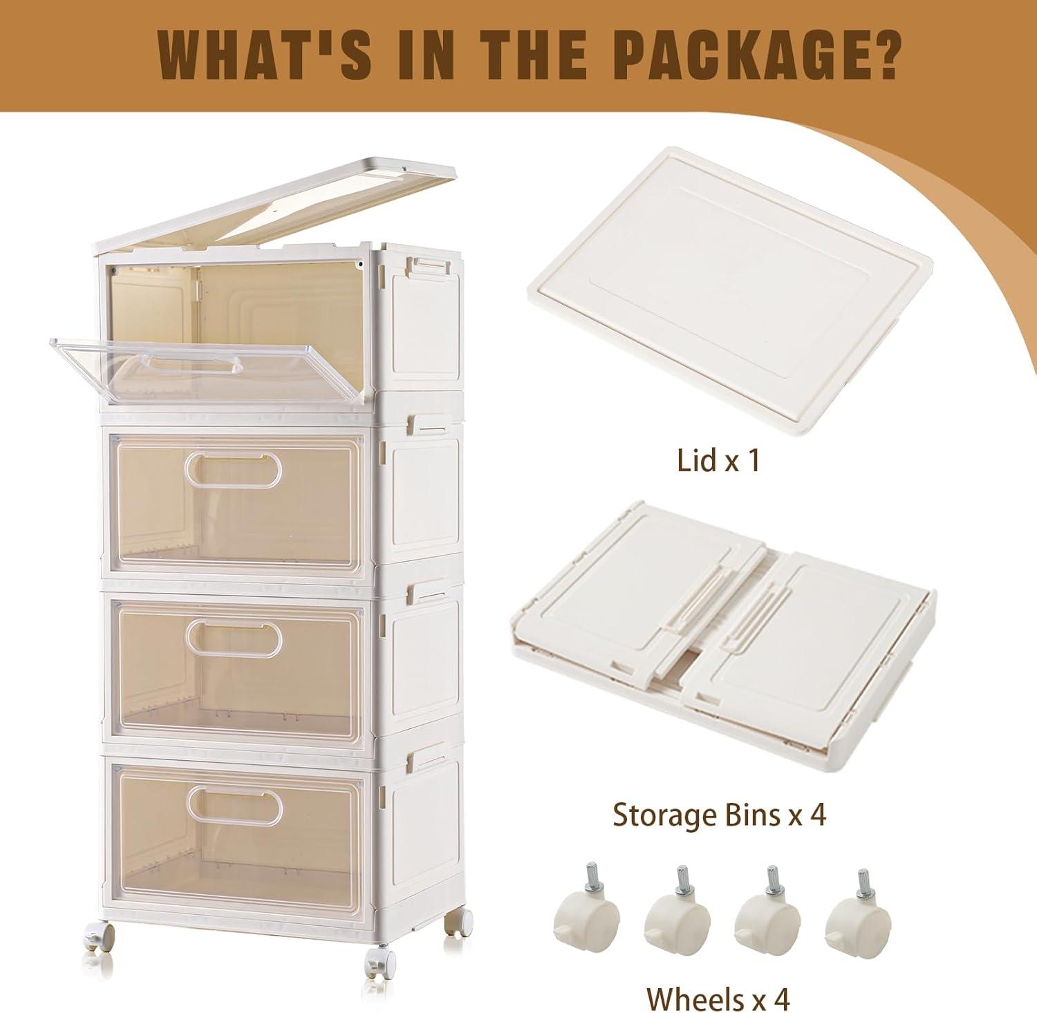 image10 Pack Closet Organizers and StorageClear Stackable Plastic Storage Bins with Lids Magnetic DoorsClothes Organizers and StoragePlastic Craft Containers for Wardrobe Kitchen Bathroom OfficeNon Clear 4pack