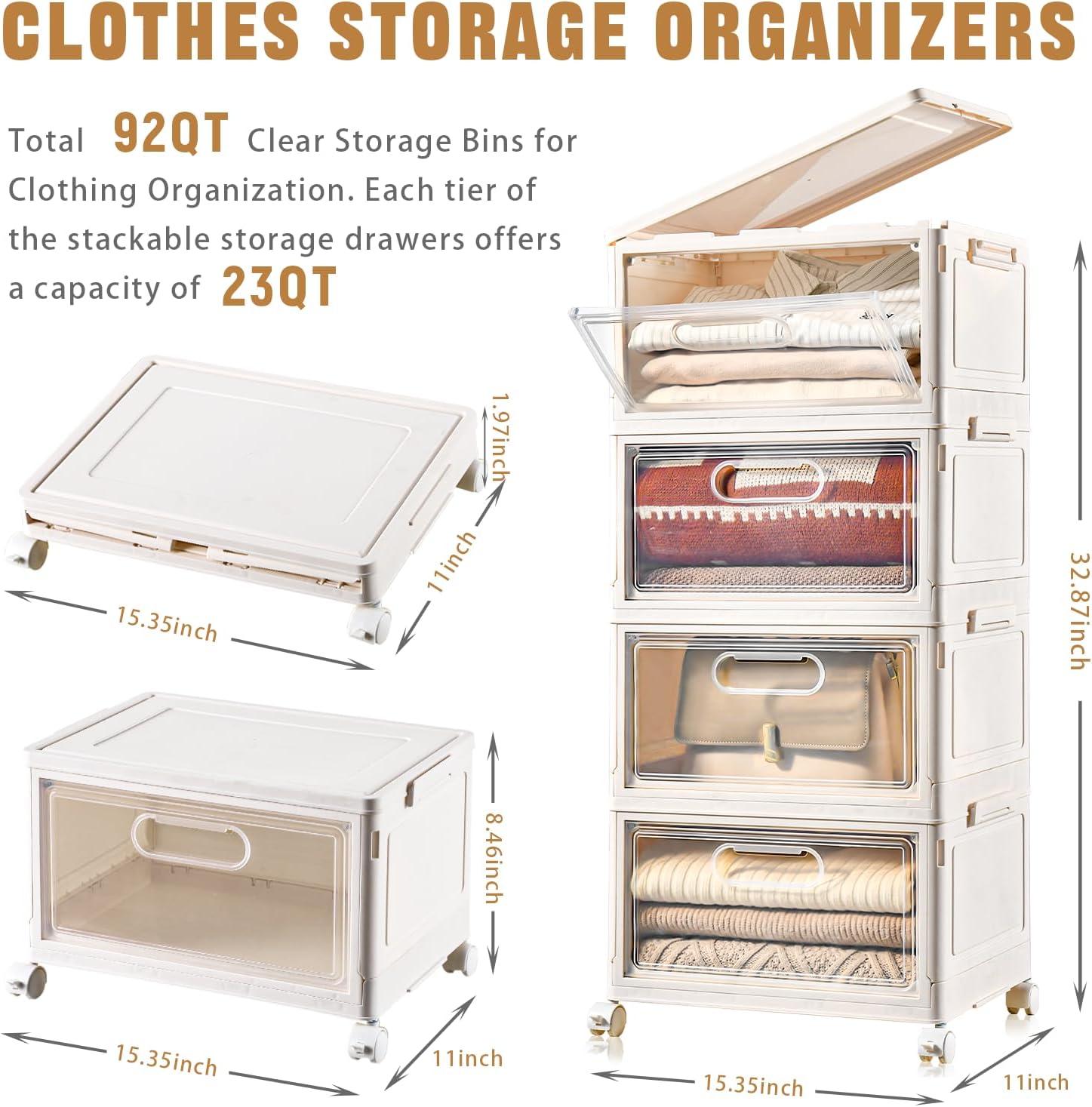 image10 Pack Closet Organizers and StorageClear Stackable Plastic Storage Bins with Lids Magnetic DoorsClothes Organizers and StoragePlastic Craft Containers for Wardrobe Kitchen Bathroom OfficeNon Clear 4pack