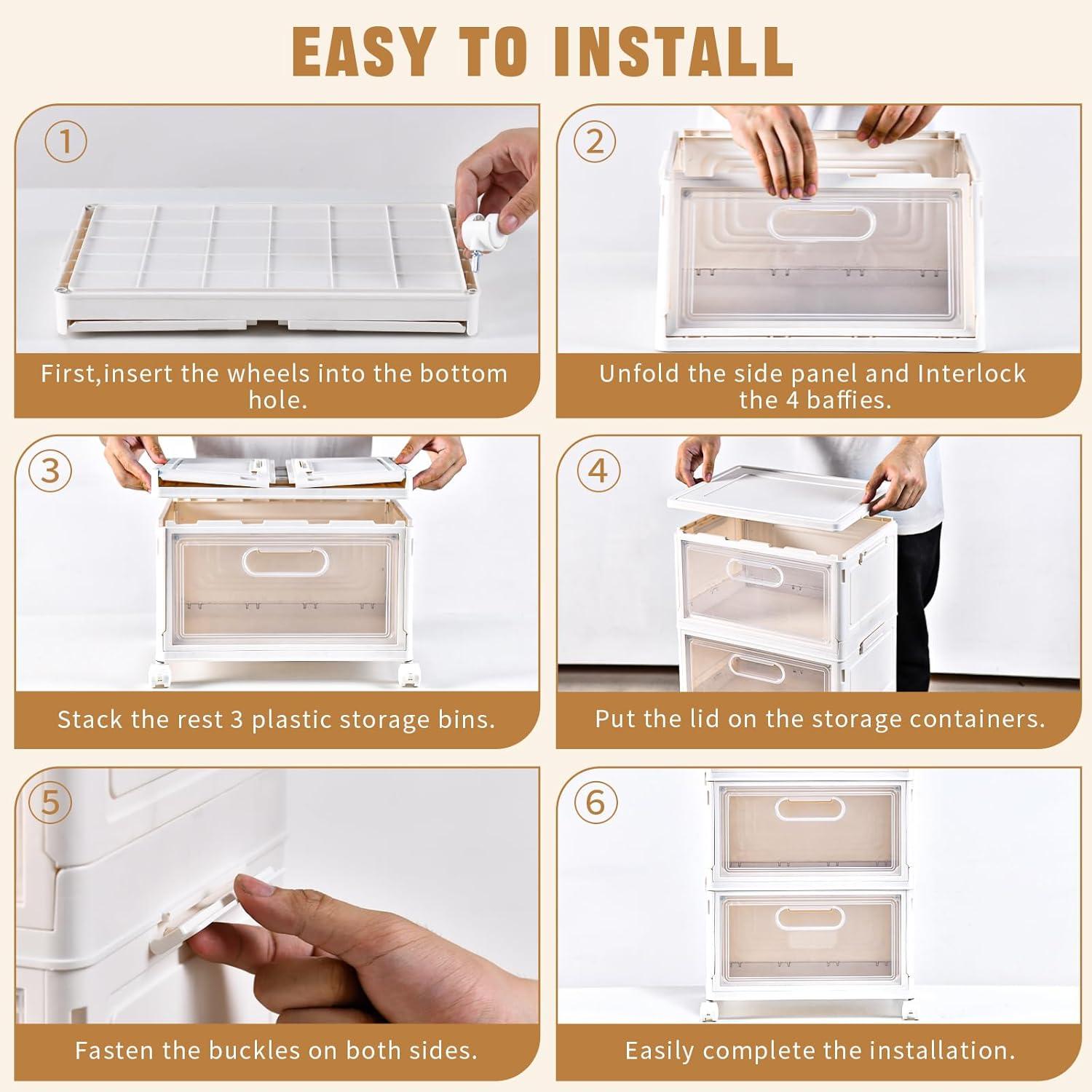image10 Pack Closet Organizers and StorageClear Stackable Plastic Storage Bins with Lids Magnetic DoorsClothes Organizers and StoragePlastic Craft Containers for Wardrobe Kitchen Bathroom OfficeNon Clear 4pack