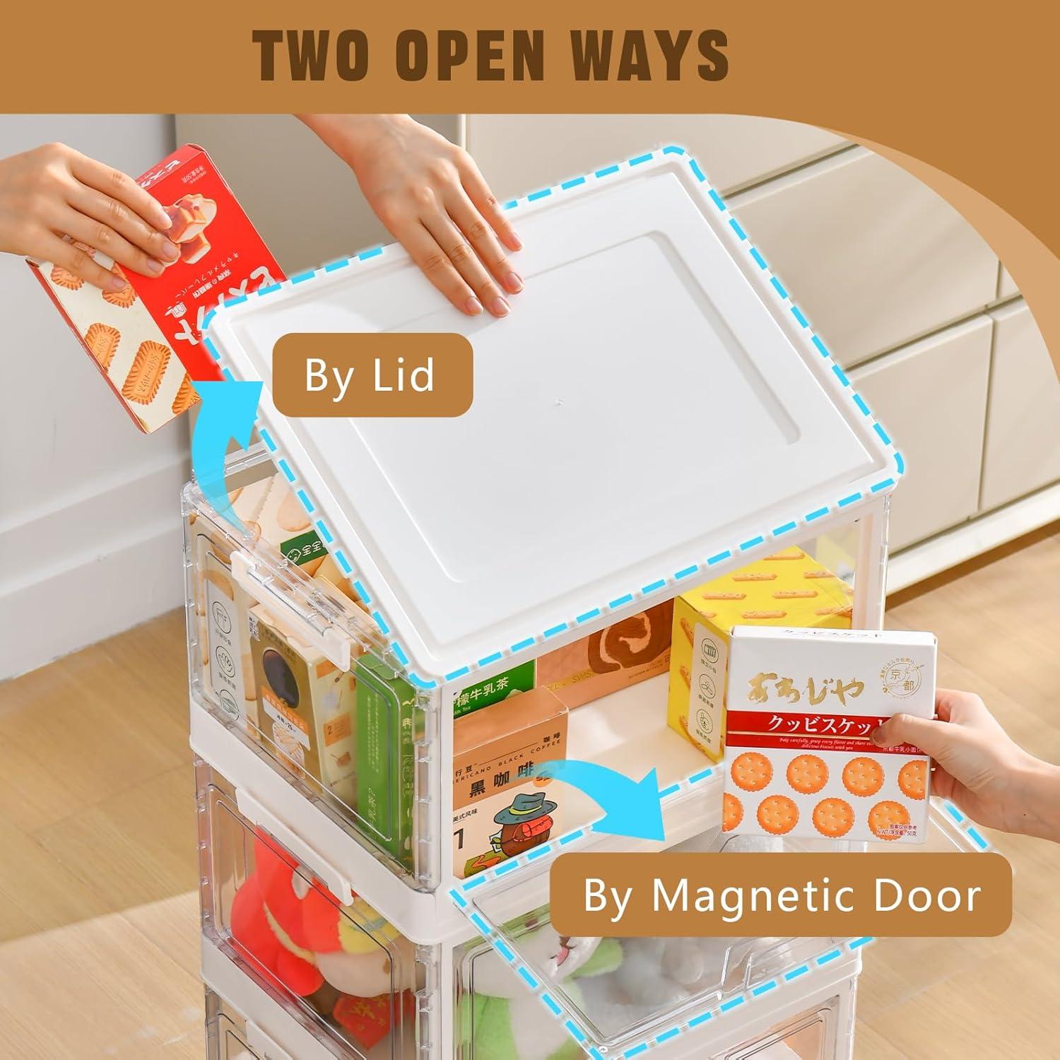 image10 Pack Closet Organizers and StorageClear Stackable Plastic Storage Bins with Lids Magnetic DoorsClothes Organizers and StoragePlastic Craft Containers for Wardrobe Kitchen Bathroom OfficeClear 3Pack