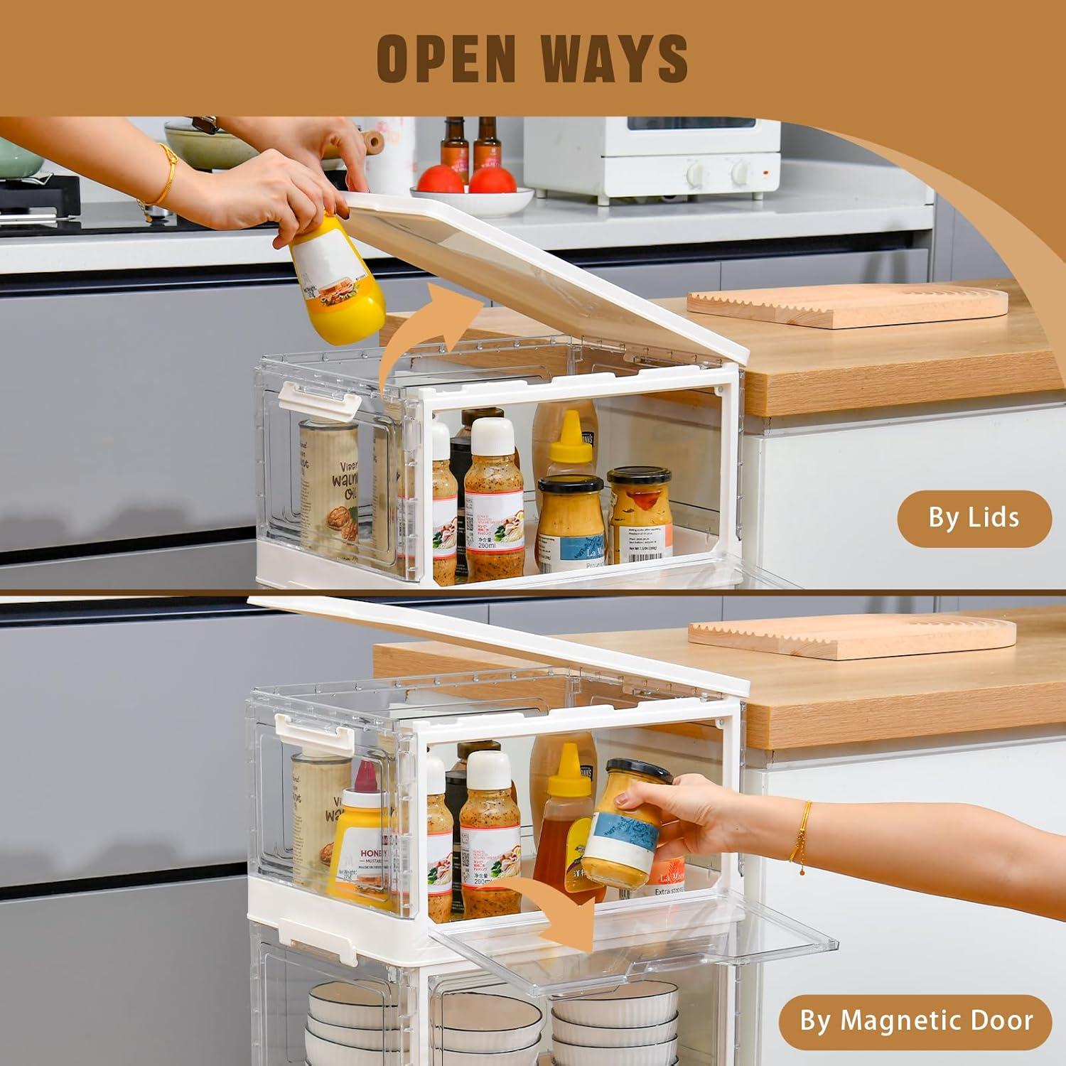 image10 Pack Closet Organizers and StorageClear Stackable Plastic Storage Bins with Lids Magnetic DoorsClothes Organizers and StoragePlastic Craft Containers for Wardrobe Kitchen Bathroom OfficeClear 4Pack