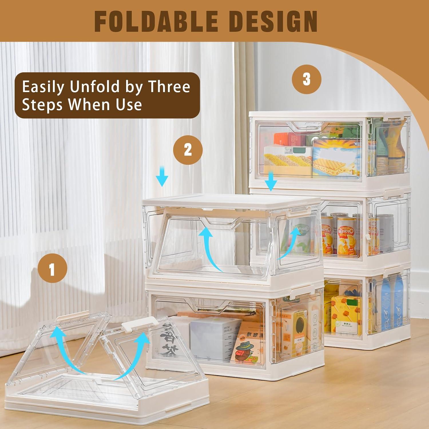 image10 Pack Closet Organizers and StorageClear Stackable Plastic Storage Bins with Lids Magnetic DoorsClothes Organizers and StoragePlastic Craft Containers for Wardrobe Kitchen Bathroom OfficeClear 3Pack