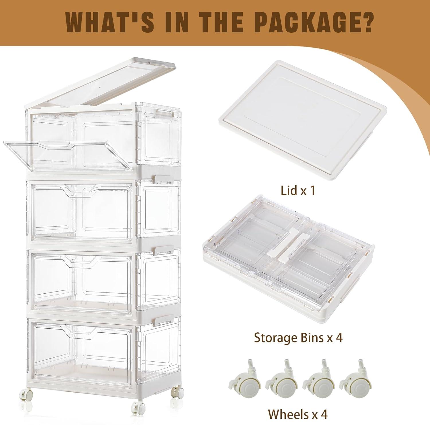 image10 Pack Closet Organizers and StorageClear Stackable Plastic Storage Bins with Lids Magnetic DoorsClothes Organizers and StoragePlastic Craft Containers for Wardrobe Kitchen Bathroom OfficeClear 4Pack