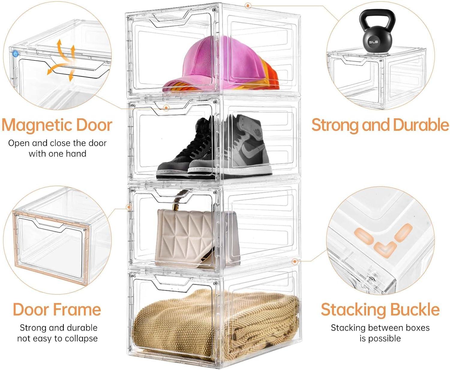 image10 Pack Closet Organizers and StorageClear Stackable Plastic Storage Bins with Lids Magnetic DoorsClothes Organizers and StoragePlastic Craft Containers for Wardrobe Kitchen Bathroom OfficeClear 6Pack