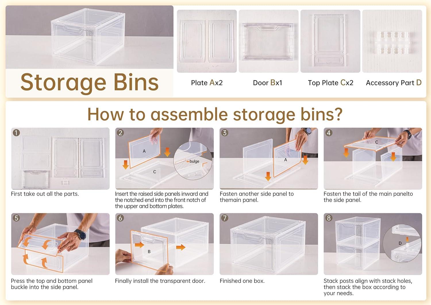 image10 Pack Closet Organizers and StorageClear Stackable Plastic Storage Bins with Lids Magnetic DoorsClothes Organizers and StoragePlastic Craft Containers for Wardrobe Kitchen Bathroom OfficeClear 6Pack