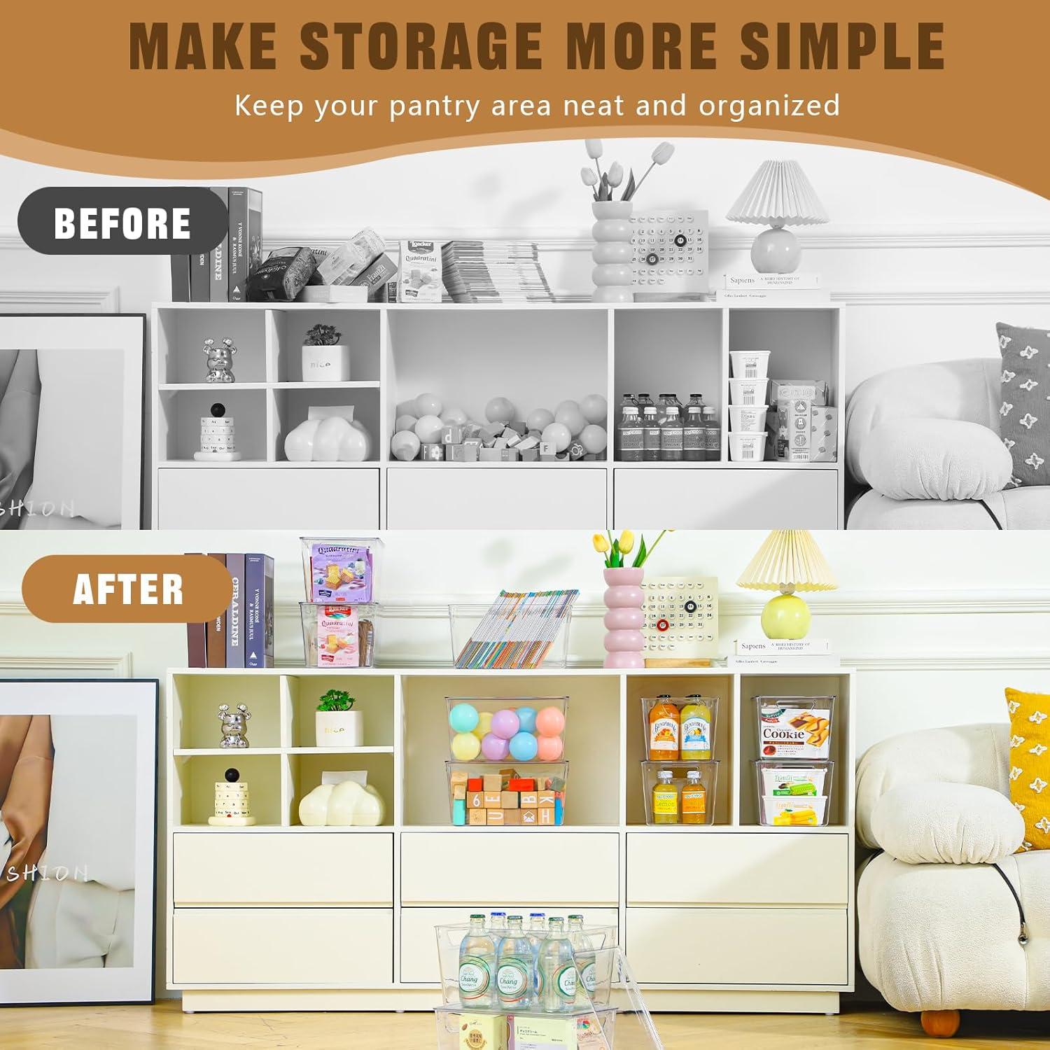 image12 Pack Clear Storage Bins with Lids 7 Quart Stackable Storage Boxes for Storage and Organization Plastic Storage Containers with Lids Plastic Bins with Handles for Office Bedroom Study RoomWith Lids