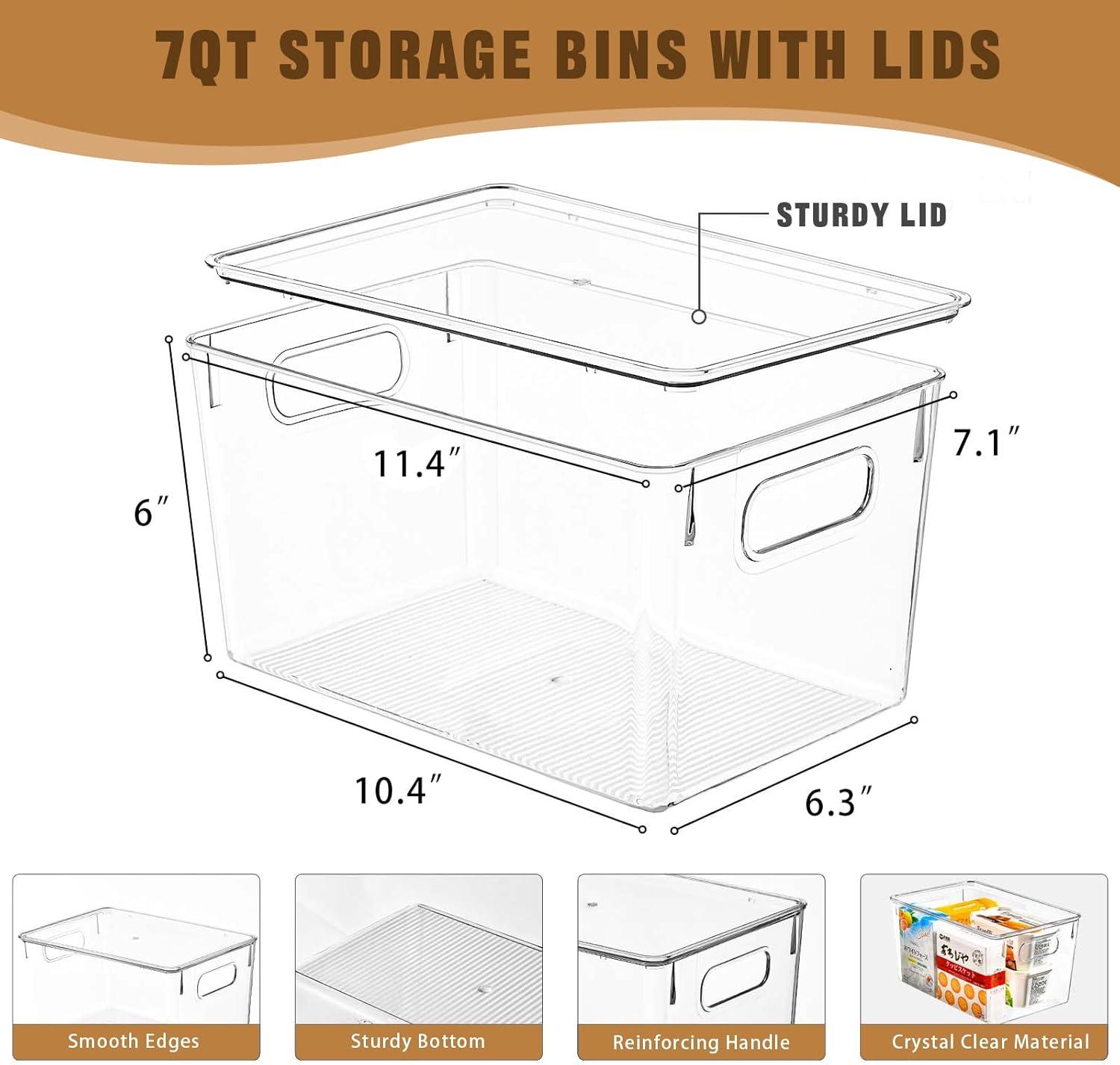 image12 Pack Clear Storage Bins with Lids 7 Quart Stackable Storage Boxes for Storage and Organization Plastic Storage Containers with Lids Plastic Bins with Handles for Office Bedroom Study RoomWith Lids