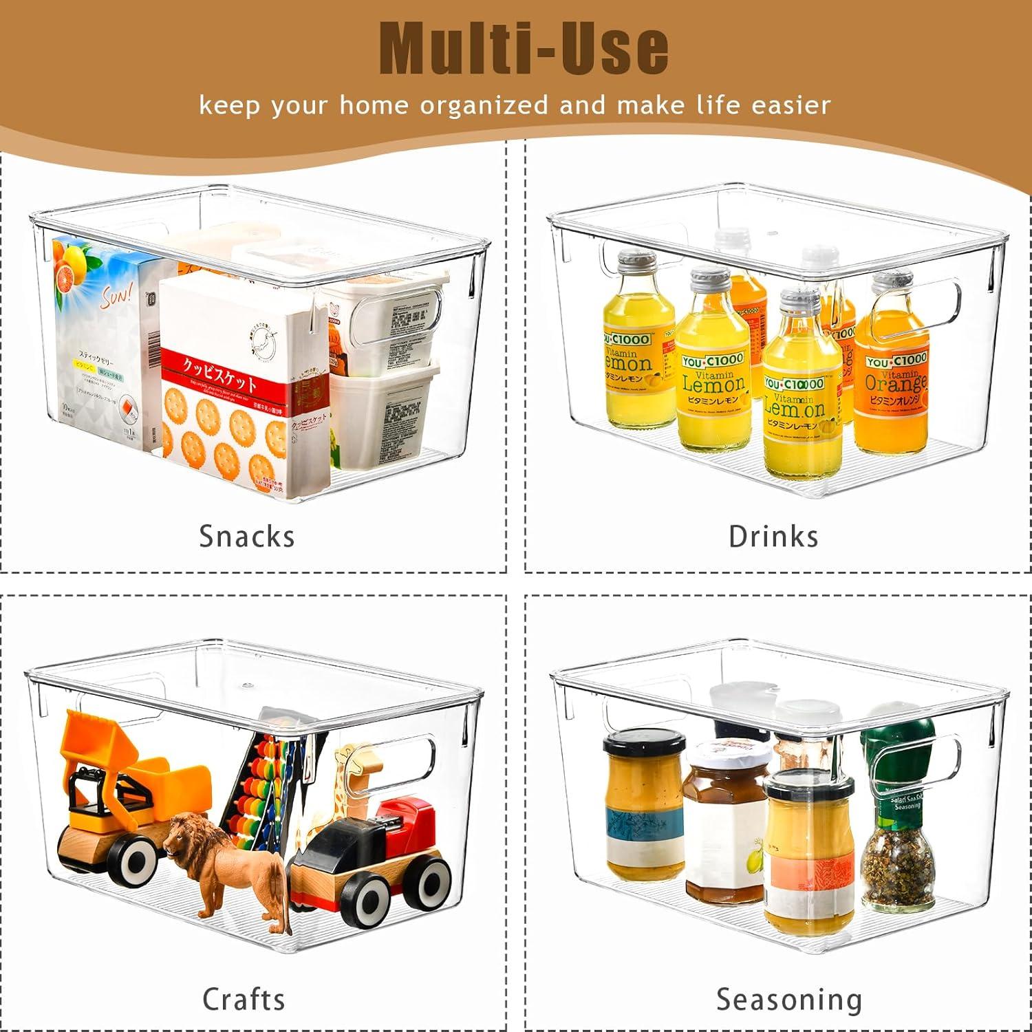 image12 Pack Clear Storage Bins with Lids 7 Quart Stackable Storage Boxes for Storage and Organization Plastic Storage Containers with Lids Plastic Bins with Handles for Office Bedroom Study RoomWith Lids