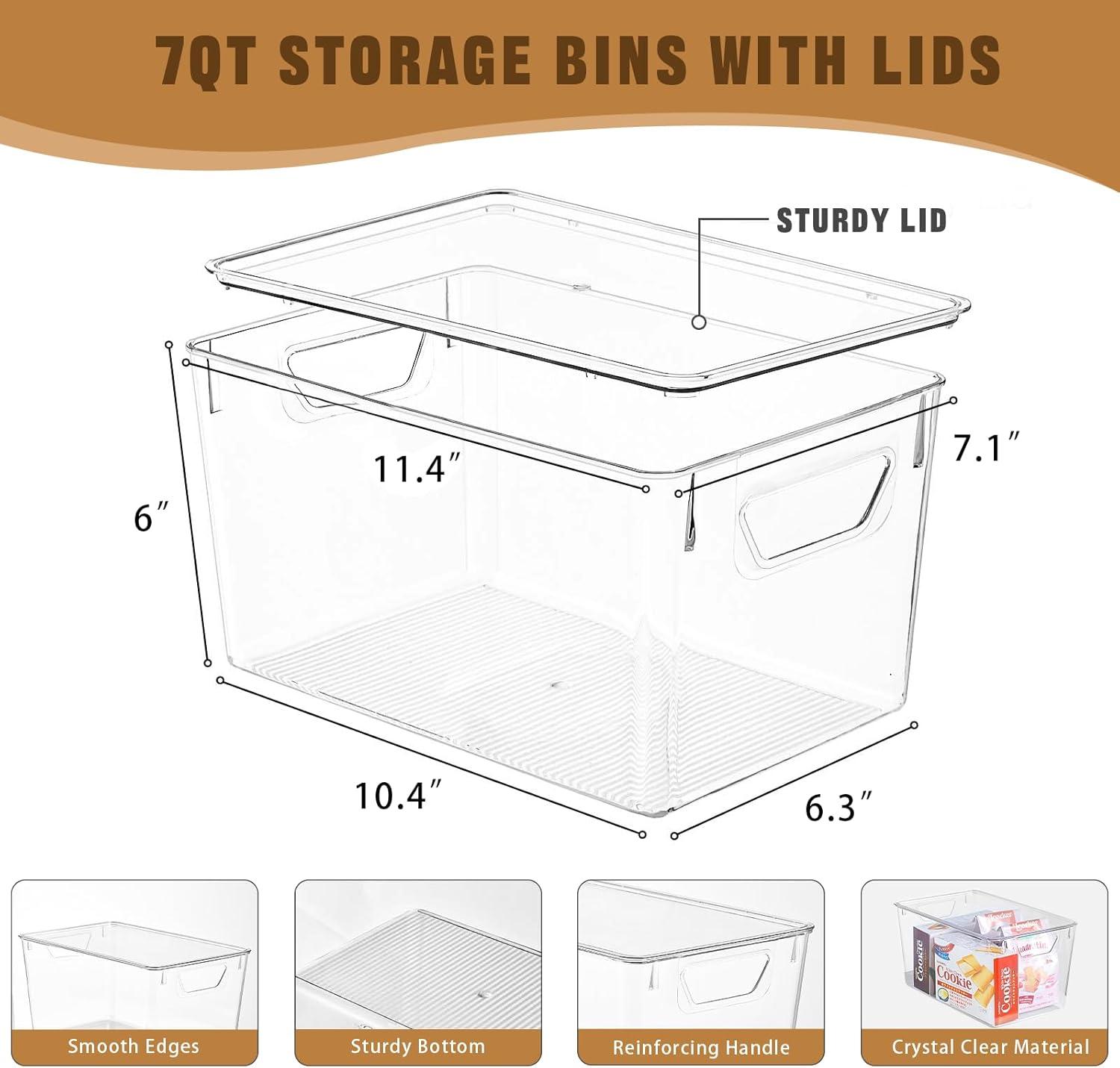image12 Pack Clear Storage Bins with Lids 7 Quart Stackable Storage Boxes for Storage and Organization Plastic Storage Containers with Lids Plastic Bins with Handles for Office Bedroom Study RoomWith Lids