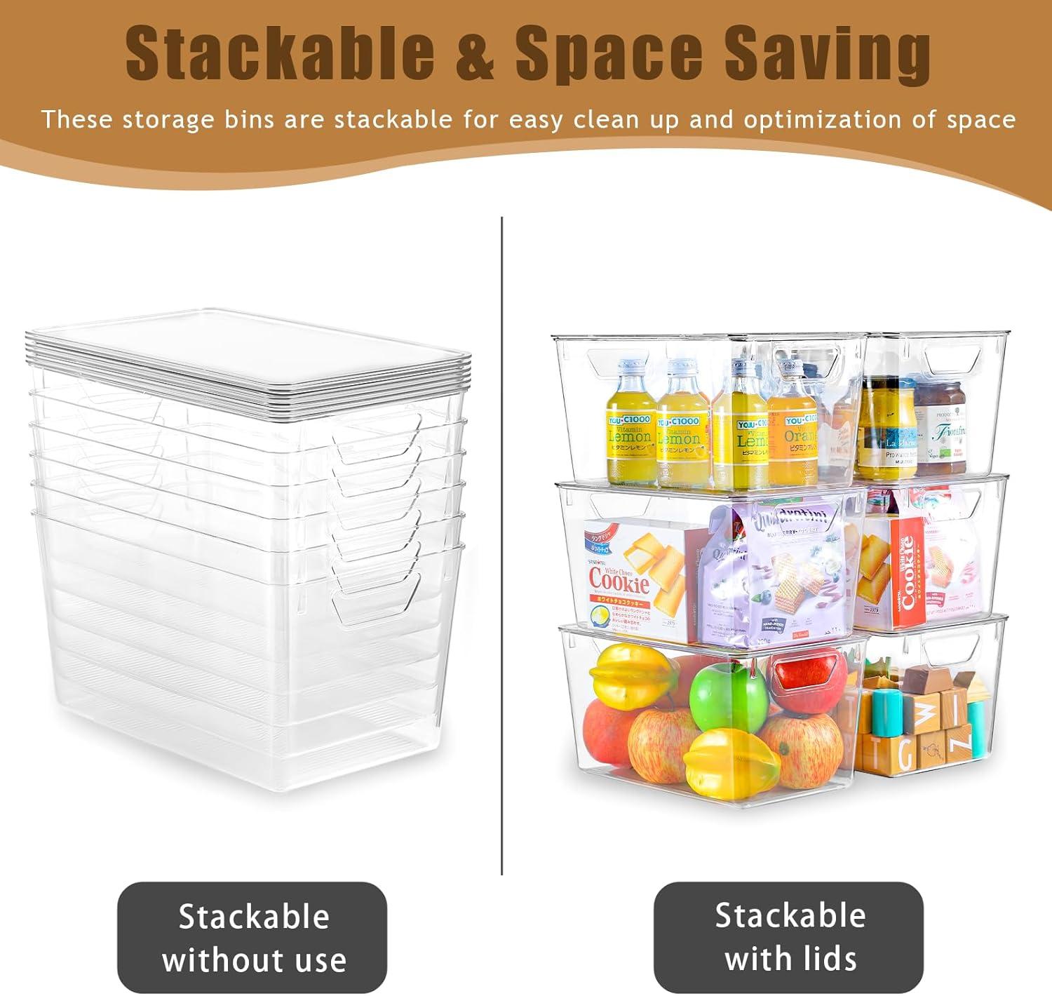 image12 Pack Clear Storage Bins with Lids 7 Quart Stackable Storage Boxes for Storage and Organization Plastic Storage Containers with Lids Plastic Bins with Handles for Office Bedroom Study RoomWith Lids