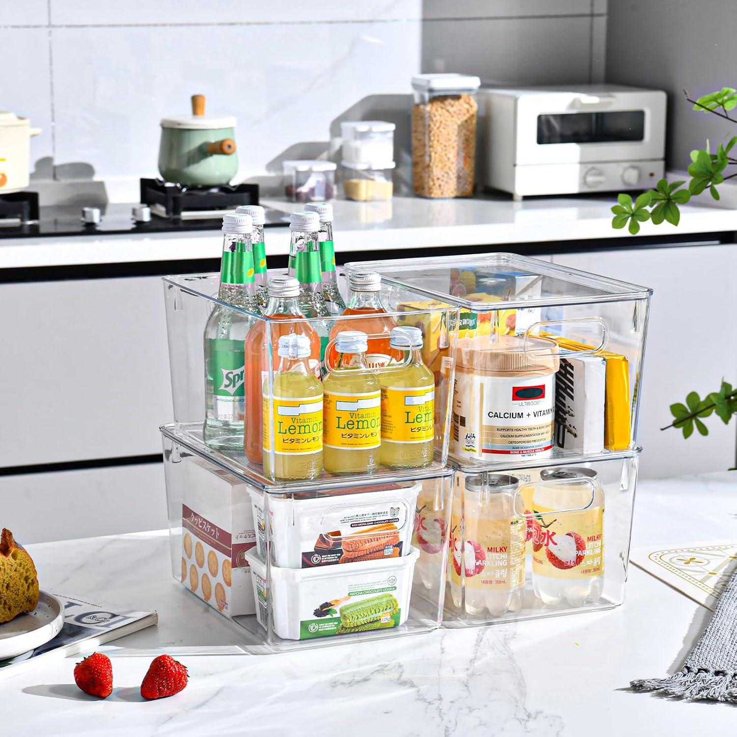 image12 Pack Clear Storage Bins with Lids 7 Quart Stackable Storage Boxes for Storage and Organization Plastic Storage Containers with Lids Plastic Bins with Handles for Office Bedroom Study RoomWith Lids