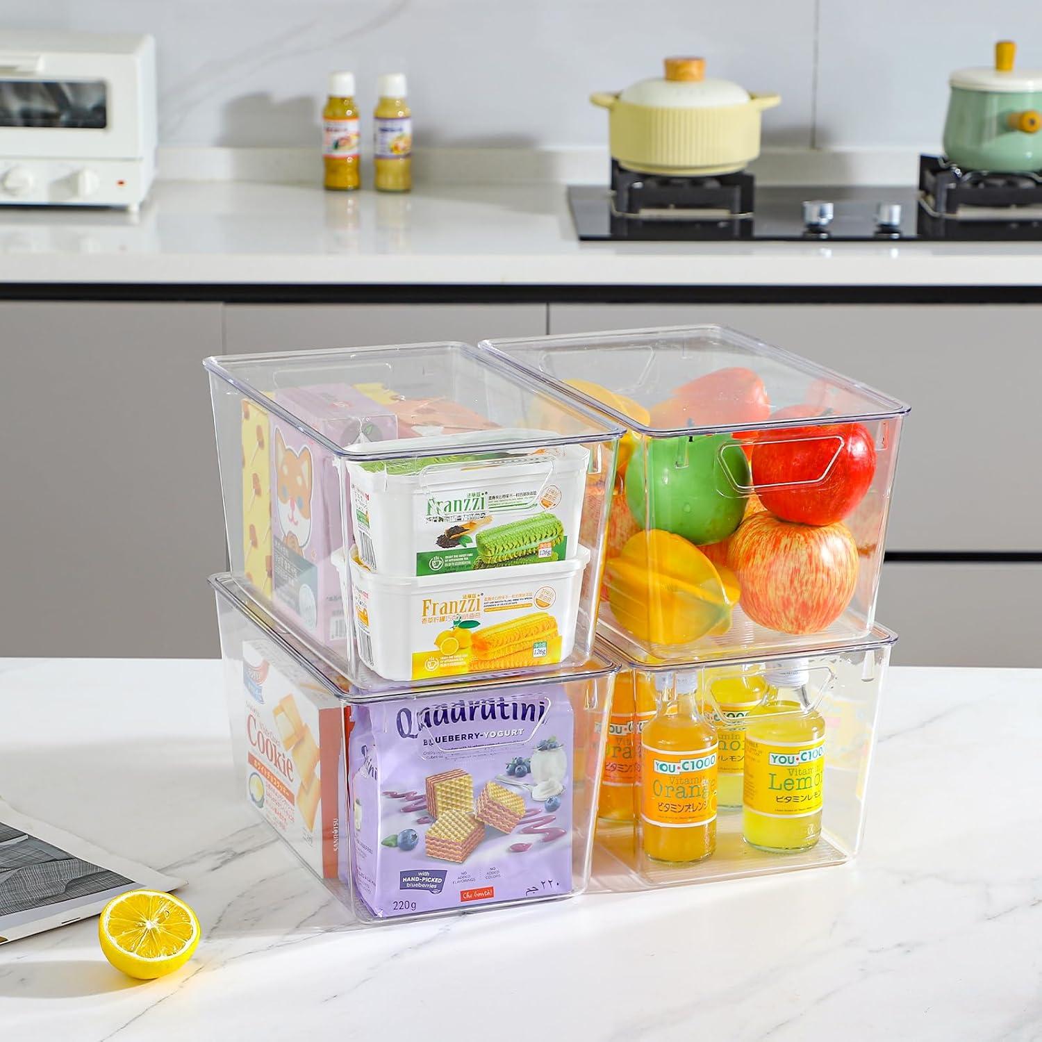 image12 Pack Clear Storage Bins with Lids 7 Quart Stackable Storage Boxes for Storage and Organization Plastic Storage Containers with Lids Plastic Bins with Handles for Office Bedroom Study RoomWith Lids