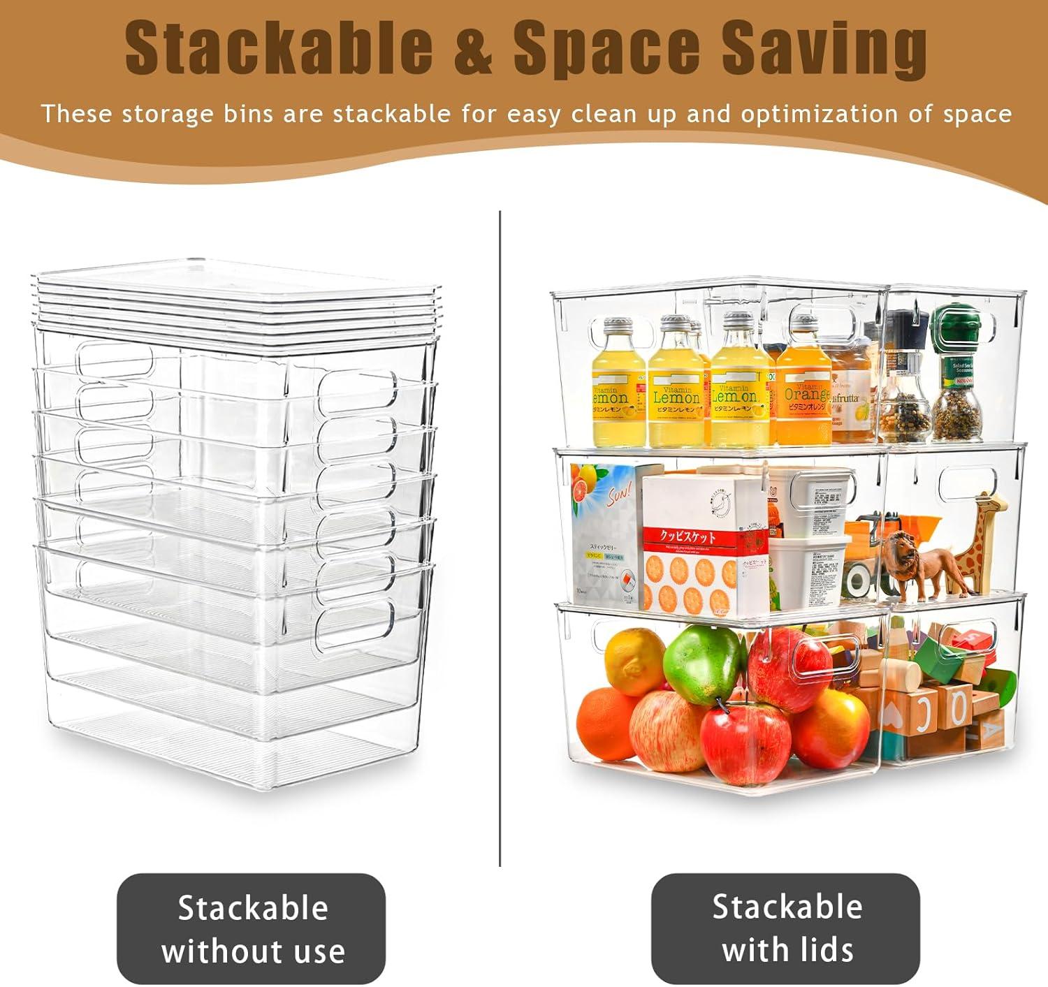 image12 Pack Clear Storage Bins with Lids 7 Quart Stackable Storage Boxes for Storage and Organization Plastic Storage Containers with Lids Plastic Bins with Handles for Office Bedroom Study RoomWith Lids