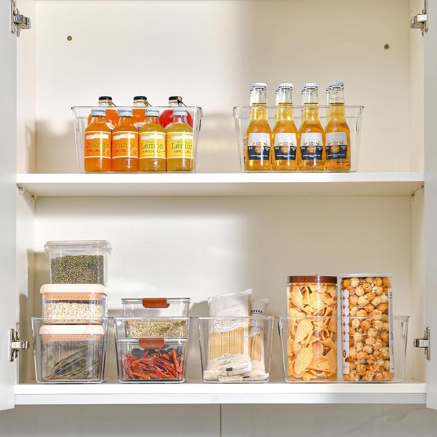 image6 Pack Large Clear Plastic Storage BinsPlastic Containers with Handle for Pantry Organizer and StoragePerfect for KitchenFridgeCabinet ClosetBathroom Under Sink StorageMid 12pack