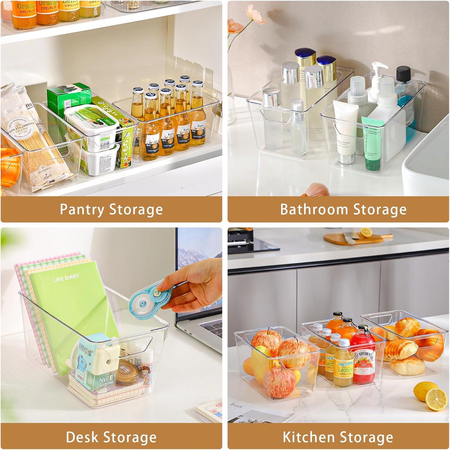 image6 Pack Large Clear Plastic Storage BinsPlastic Containers with Handle for Pantry Organizer and StoragePerfect for KitchenFridgeCabinet ClosetBathroom Under Sink StorageMid 12pack