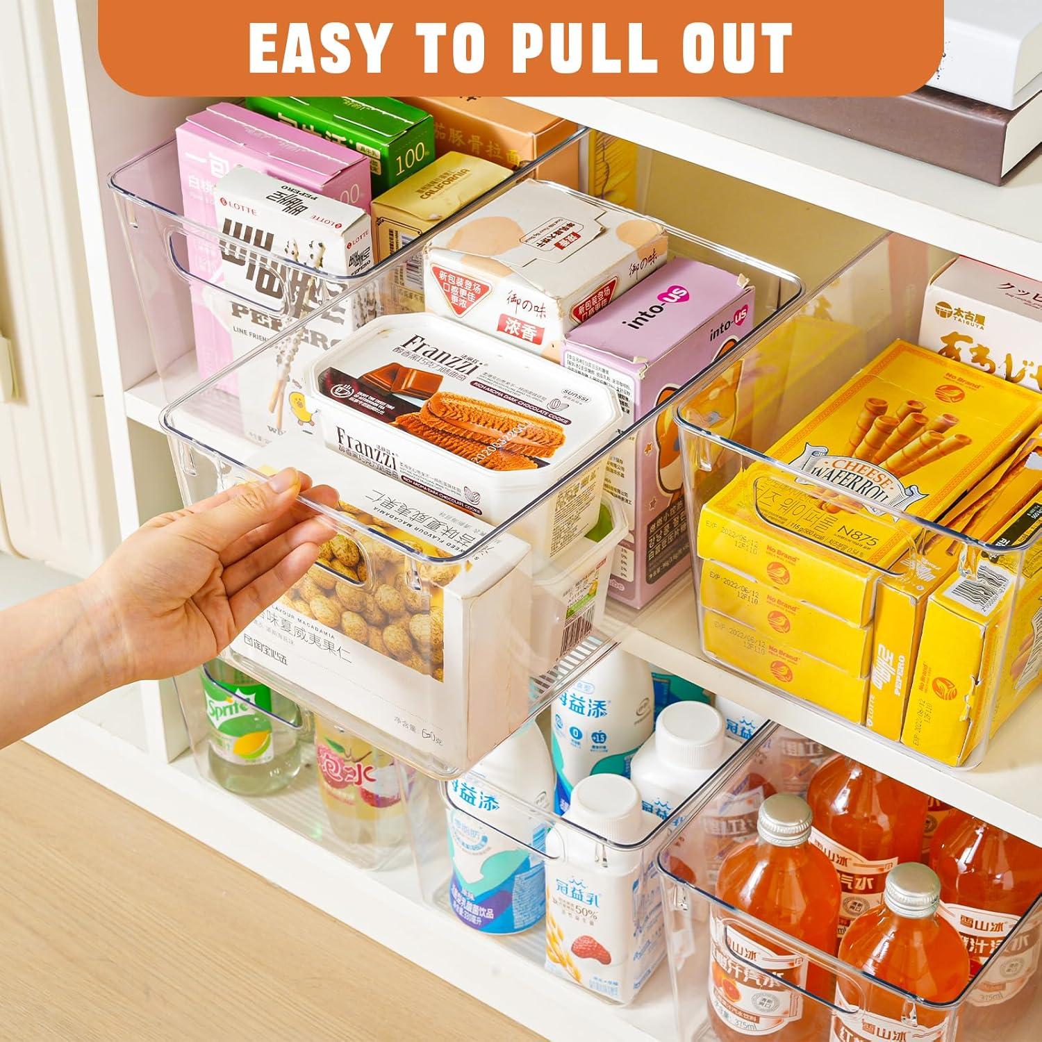 image6 Pack Large Clear Plastic Storage BinsPlastic Containers with Handle for Pantry Organizer and StoragePerfect for KitchenFridgeCabinet ClosetBathroom Under Sink StorageLarge 6Pack