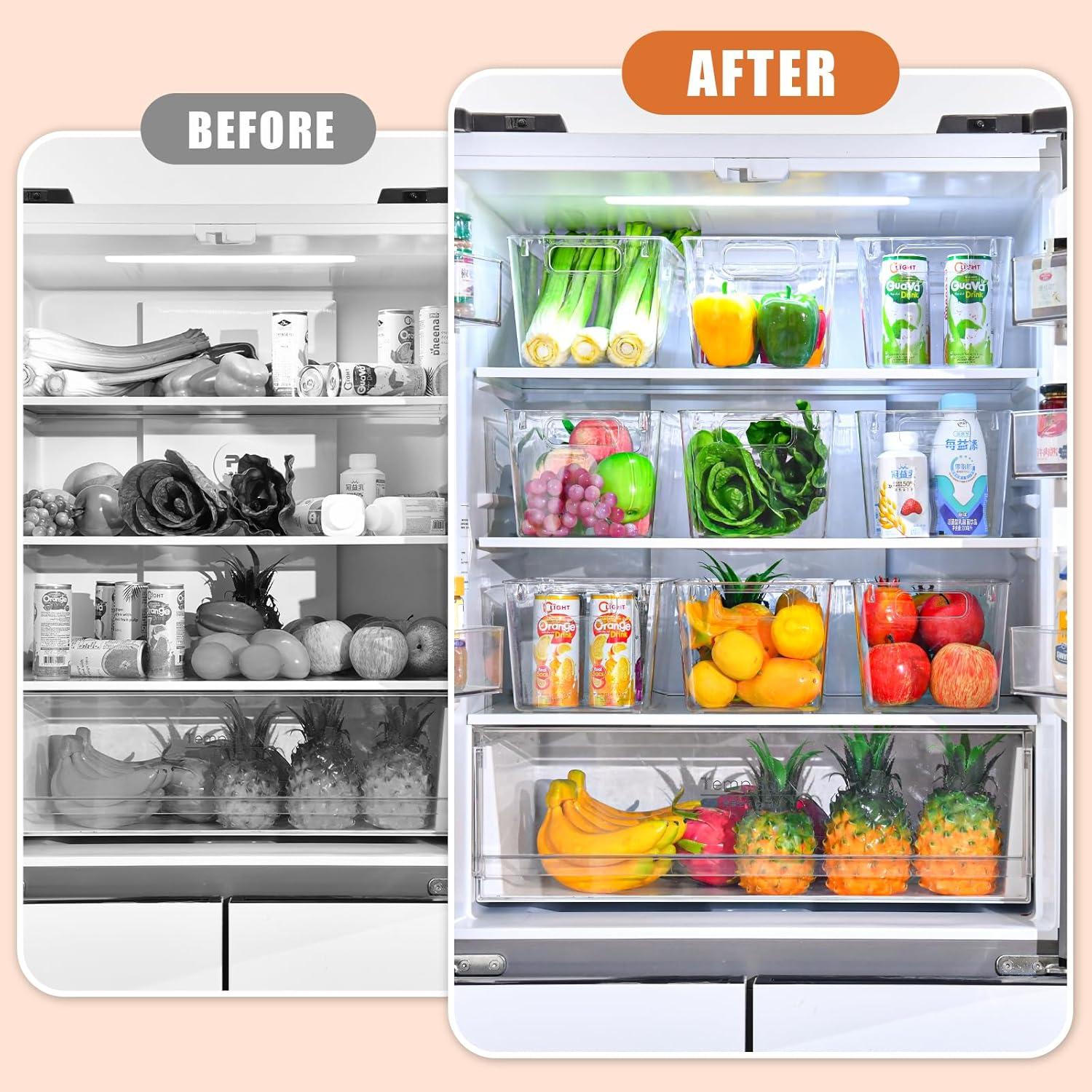 image6 Pack Large Clear Plastic Storage BinsPlastic Containers with Handle for Pantry Organizer and StoragePerfect for KitchenFridgeCabinet ClosetBathroom Under Sink StorageLarge 6Pack