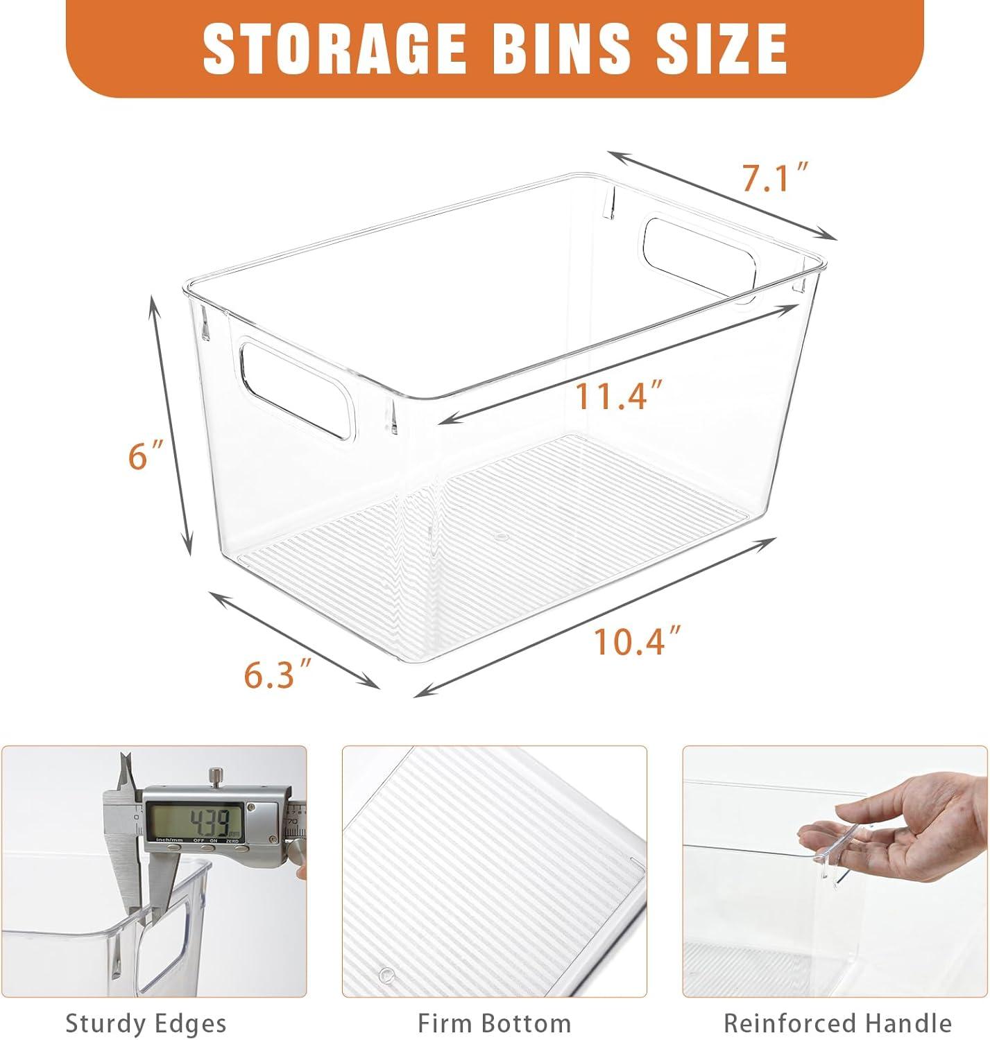image6 Pack Large Clear Plastic Storage BinsPlastic Containers with Handle for Pantry Organizer and StoragePerfect for KitchenFridgeCabinet ClosetBathroom Under Sink StorageLarge 6Pack