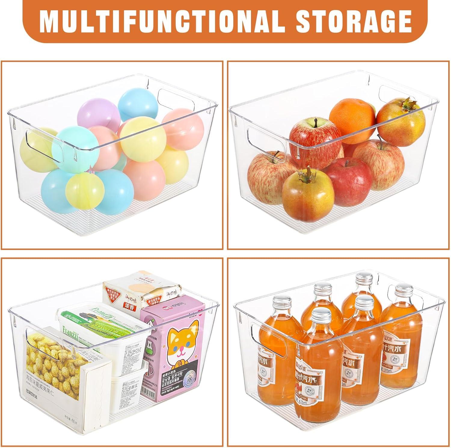 image6 Pack Large Clear Plastic Storage BinsPlastic Containers with Handle for Pantry Organizer and StoragePerfect for KitchenFridgeCabinet ClosetBathroom Under Sink StorageLarge 6Pack
