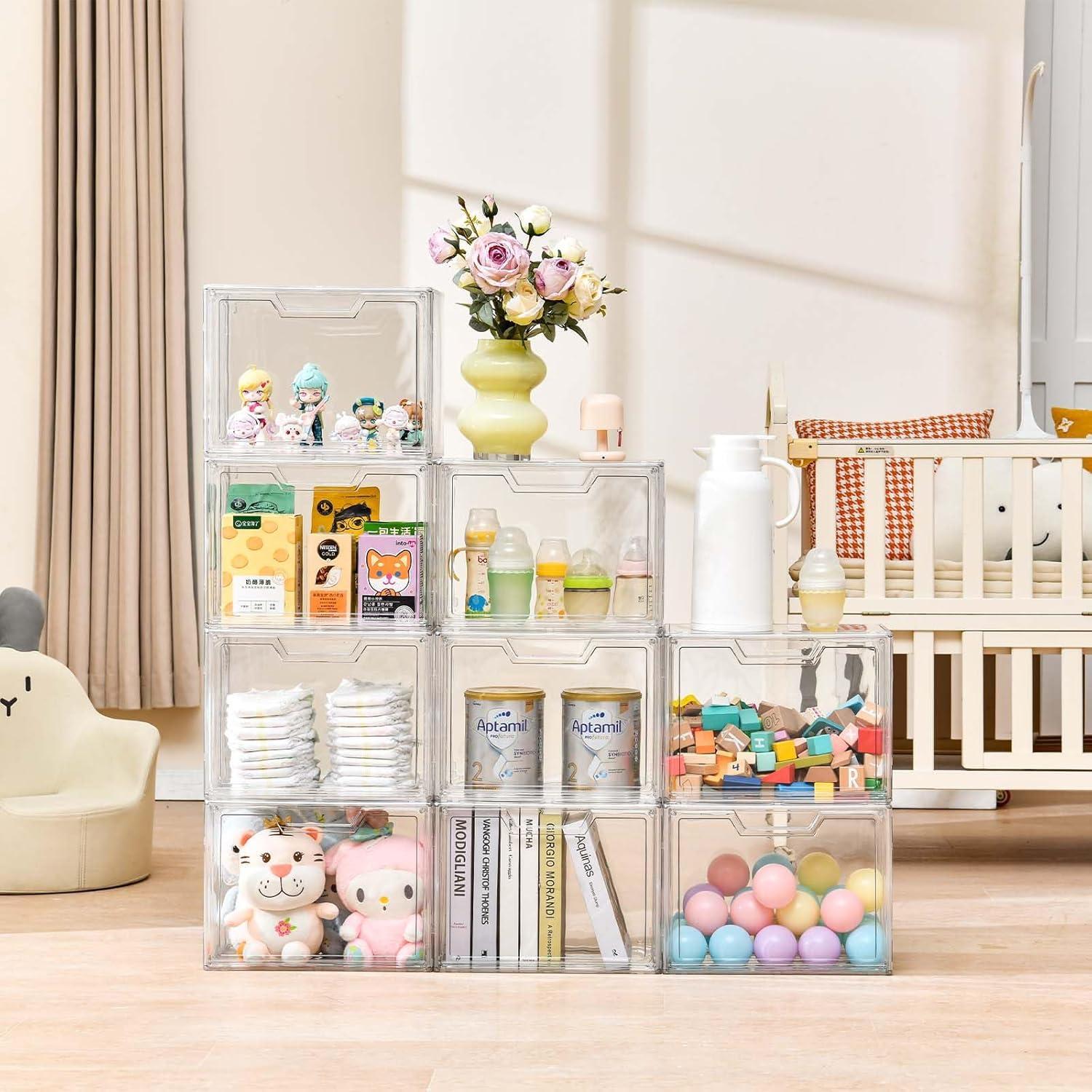 imageStackable Storage BinsClear Acrylic Display Case Acrylic Boxes with Lids Stackable Storage for Handbags ampamp Purse Magnetic Lid Storage Bins for Home Organization1 Pack9