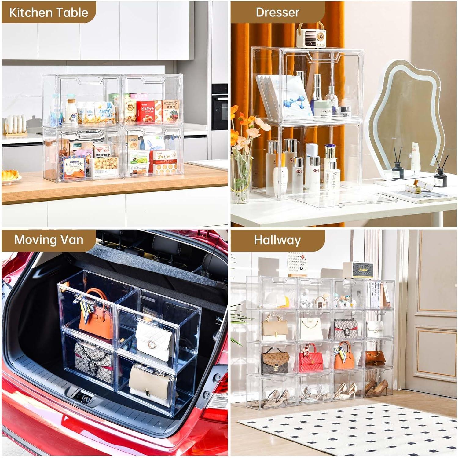 imageStackable Storage BinsClear Acrylic Display Case Acrylic Boxes with Lids Stackable Storage for Handbags ampamp Purse Magnetic Lid Storage Bins for Home Organization1 Pack9