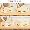 imageBed Sheet Organizers and Storage 8 Pack Linen Closet Organizers with Adjustable Zipper Foldable Bedding Storage for Queen or King Size Bedsheets Duvet Covers and PillowsPlus Zipper White