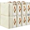 imageBed Sheet Organizers and Storage 8 Pack Linen Closet Organizers with Adjustable Zipper Foldable Bedding Storage for Queen or King Size Bedsheets Duvet Covers and PillowsPlus Zipper White