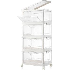 image10 Pack Closet Organizers and StorageClear Stackable Plastic Storage Bins with Lids Magnetic DoorsClothes Organizers and StoragePlastic Craft Containers for Wardrobe Kitchen Bathroom OfficeClear 4Pack