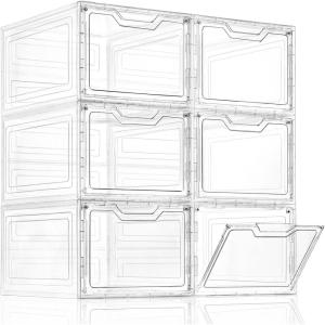 image10 Pack Closet Organizers and StorageClear Stackable Plastic Storage Bins with Lids Magnetic DoorsClothes Organizers and StoragePlastic Craft Containers for Wardrobe Kitchen Bathroom OfficeClear 6Pack
