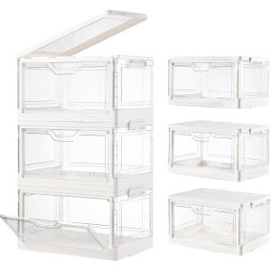 image10 Pack Closet Organizers and StorageClear Stackable Plastic Storage Bins with Lids Magnetic DoorsClothes Organizers and StoragePlastic Craft Containers for Wardrobe Kitchen Bathroom OfficeClear 3Pack