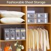 imageBed Sheet Organizers and Storage 4 Pack Linen Closet Organizers with Adjustable Zipper Foldable Bedding Storage for Queen or King Size Bedsheets Duvet Covers and PillowsGrey