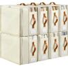 imageBed Sheet Organizers and Storage 4 Pack Linen Closet Organizers with Adjustable Zipper Foldable Bedding Storage for Queen or King Size Bedsheets Duvet Covers and PillowsPlus Zipper White