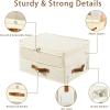 imageBed Sheet Organizers and Storage 4 Pack Linen Closet Organizers with Adjustable Zipper Foldable Bedding Storage for Queen or King Size Bedsheets Duvet Covers and PillowsPlus Zipper White