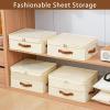 imageBed Sheet Organizers and Storage 4 Pack Linen Closet Organizers with Adjustable Zipper Foldable Bedding Storage for Queen or King Size Bedsheets Duvet Covers and PillowsPlus Zipper White