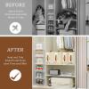 imageBed Sheet Organizers and Storage 4 Pack Linen Closet Organizers with Adjustable Zipper Foldable Bedding Storage for Queen or King Size Bedsheets Duvet Covers and PillowsPlus Zipper White